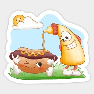 Funny Hotdog And Mustard Sticker